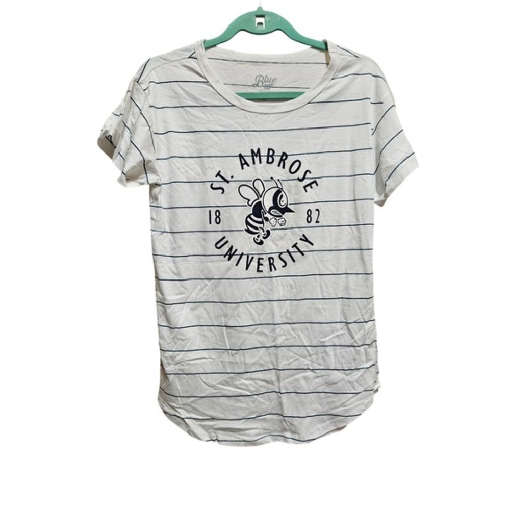 St. Ambrose‎ University Blue 84 Striped Graphic T-Shirt School Spirit